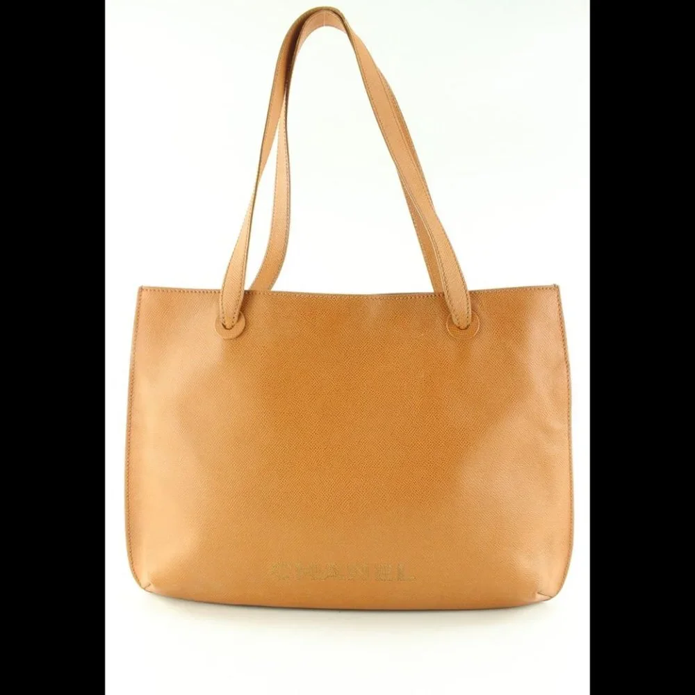 Chanel Sesame Brown Tan Caviar Leather Shoulder Bag Tote 1C0502